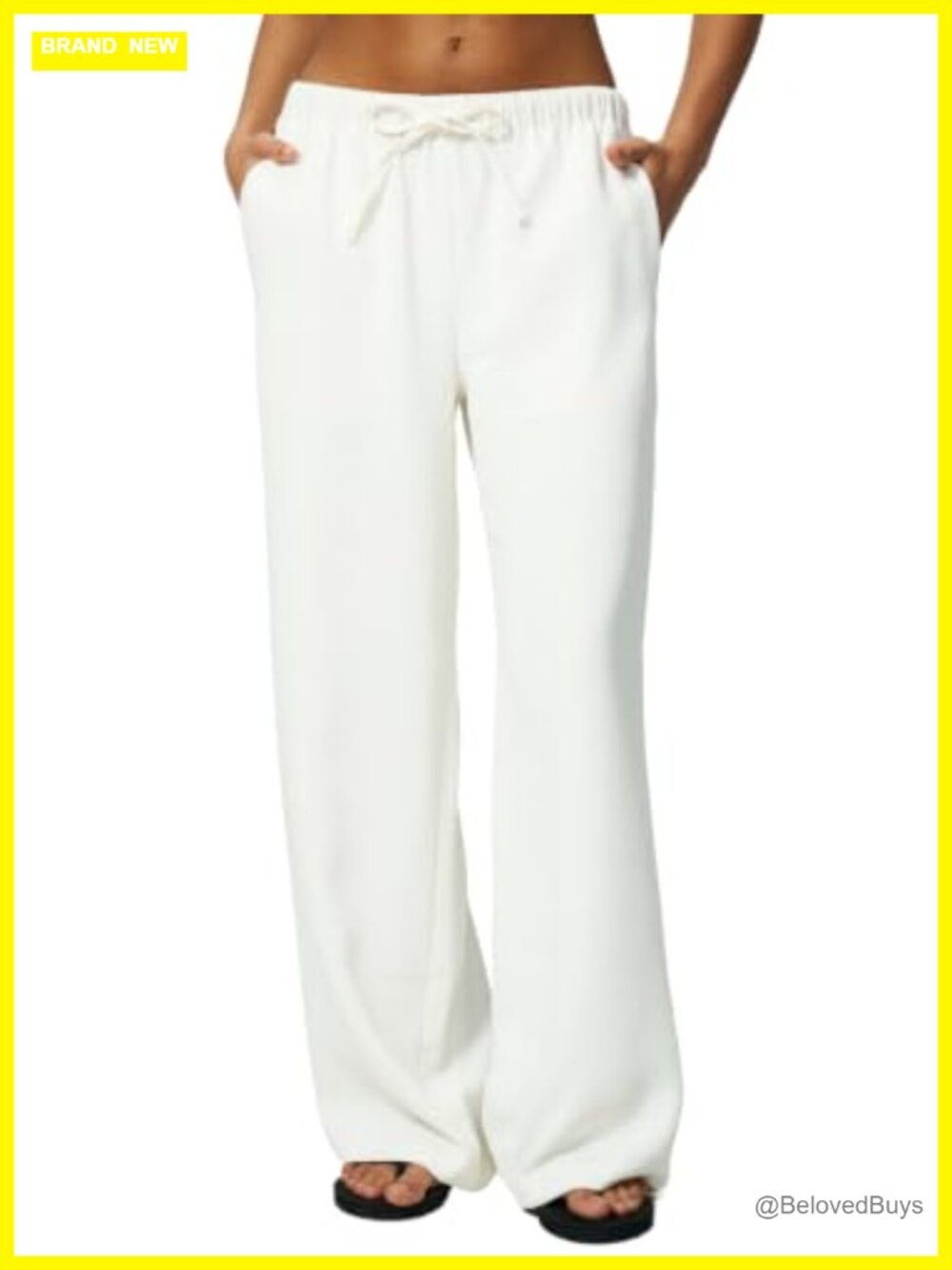 Wide Leg Palazzo Pants Wrinkle Resistant High Rise Drawstring Trousers